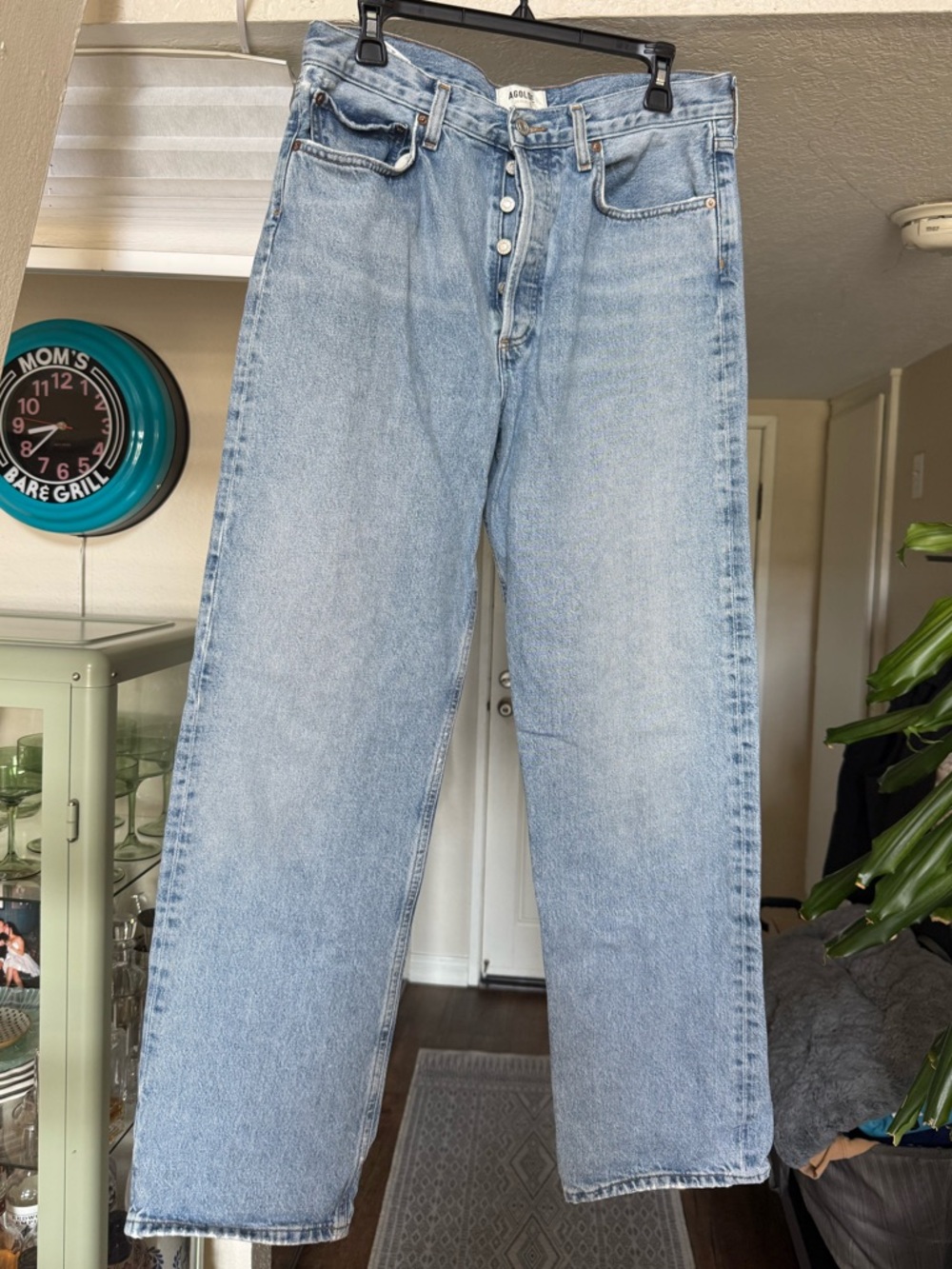 Agolde Light Blue Washed Denim Jeans  - oversized baggy fit